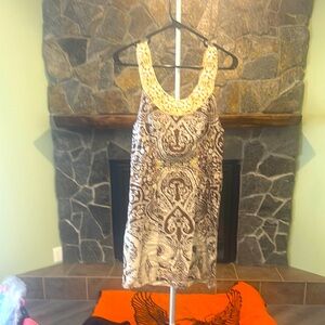 Free People Brown and Cream Paisley Dress